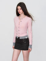 Contrast Hem Knit Cardigan