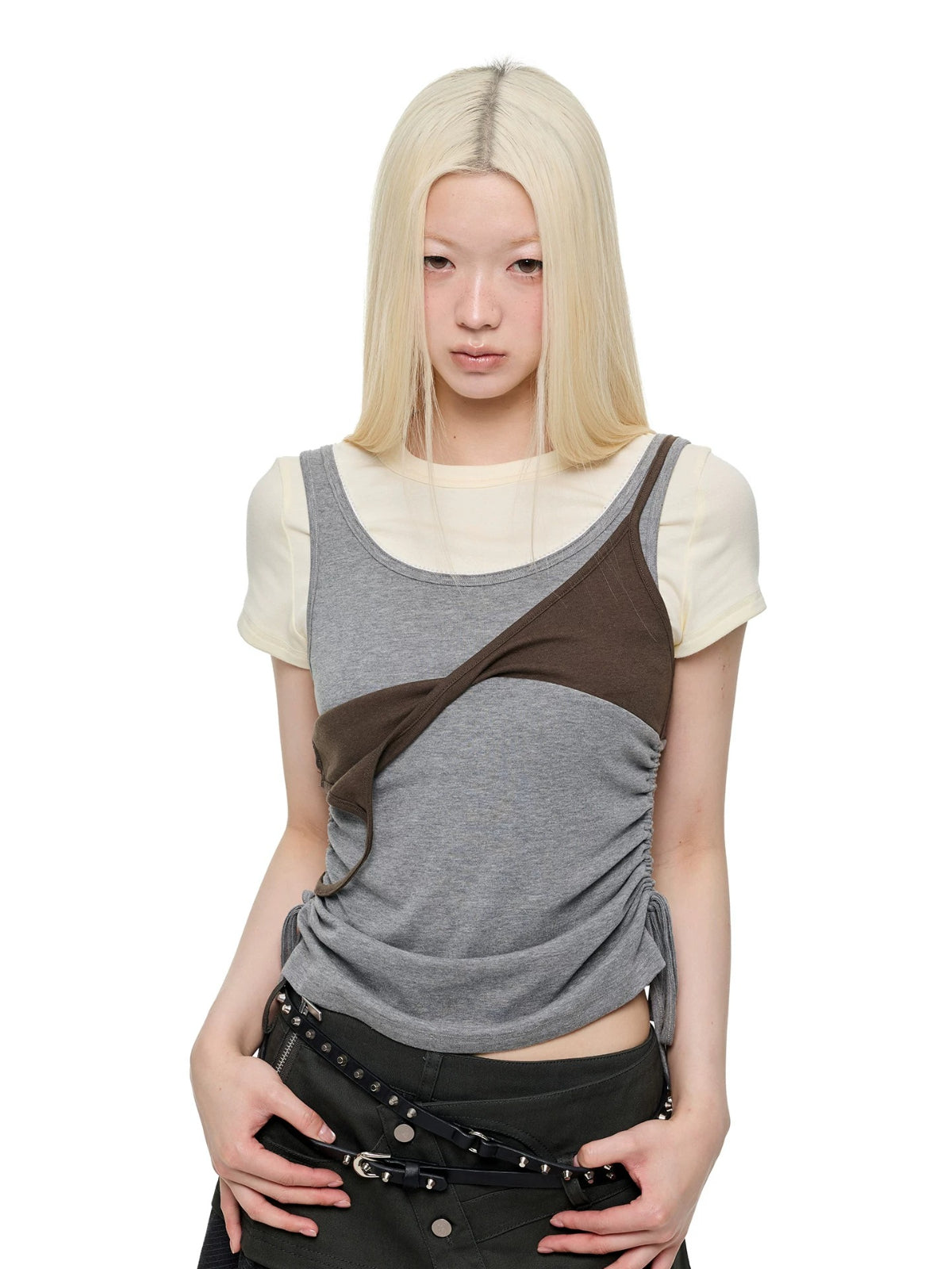 Korean Lace Trim Drawstring T-Shirt
