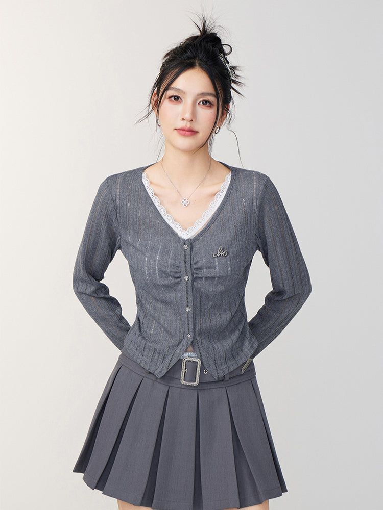 Lace Panel Knit Cardigan