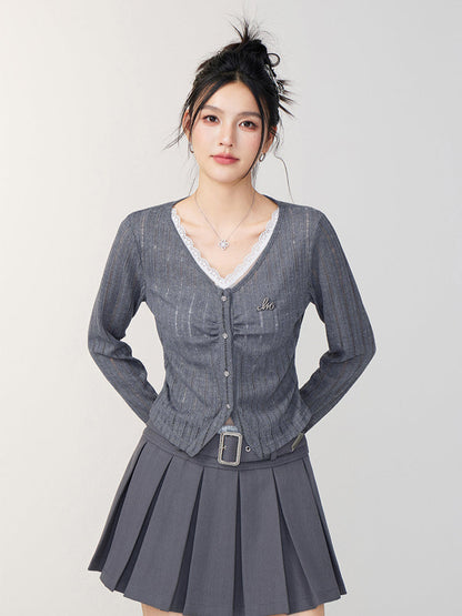Lace Panel Knit Cardigan