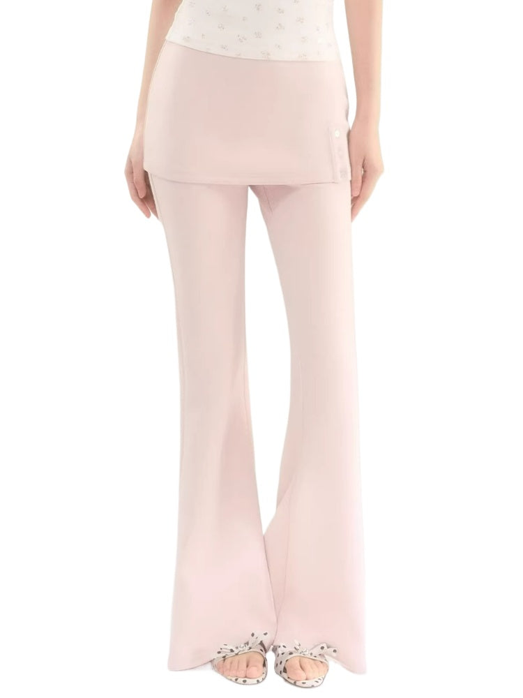 Faux Layered Micro Flare Pants
