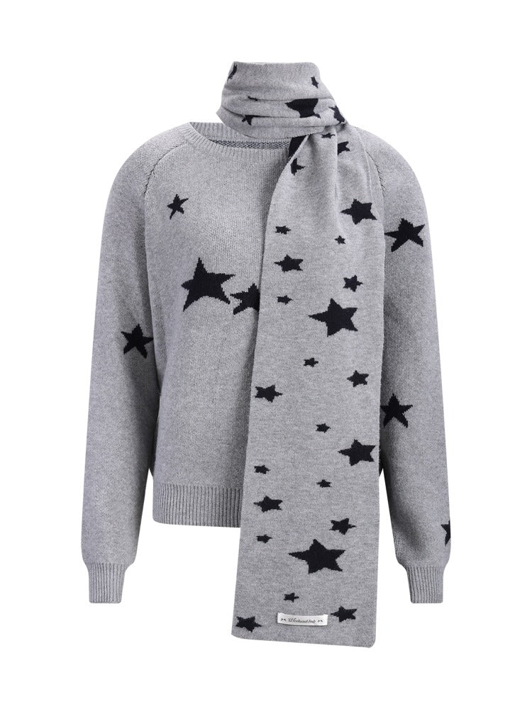 Gray Starry Knit Sweater