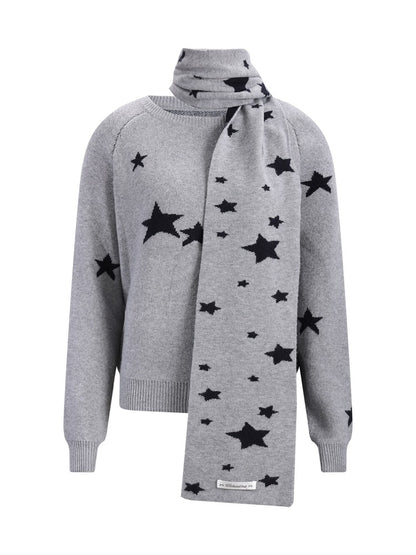 Gray Starry Knit Sweater