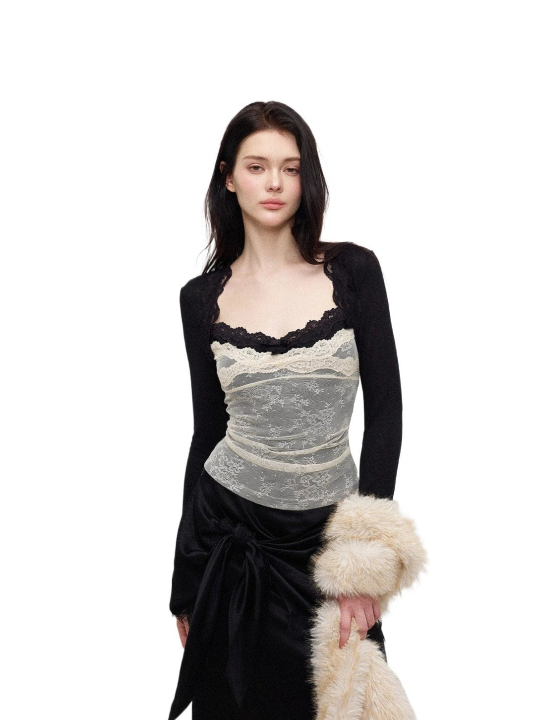 Lace Color Block Long Sleeve
