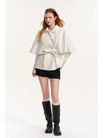 Layered Cape Belted Wool Coat