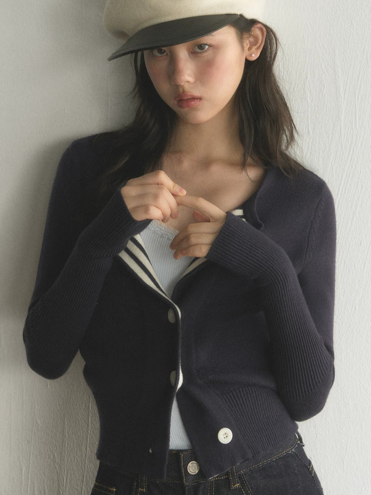 Contrast Stripe Knit Cardigan