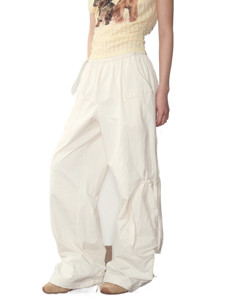Pink &amp; White Parachute Wide-Leg Pants