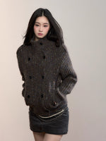 Colorfleck High-Neck Cardigan Jacket