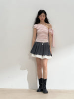 Diagonal Strap Off-shoulder T-shirt