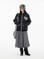 Contrast Sheep Jacquard Knit Cardigan