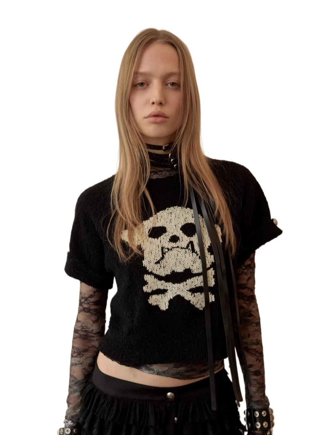 Skull Jacquard Knit Top