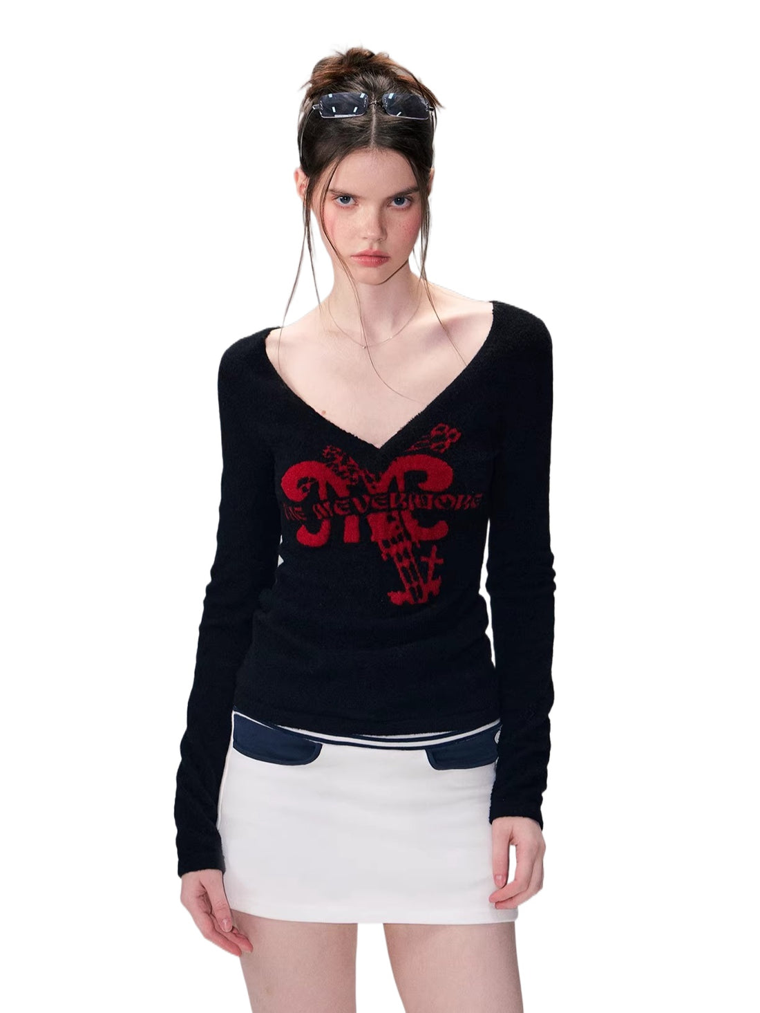 Contrast Jacquard Knit Sweater