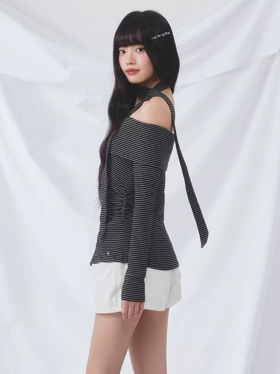 Striped Off Shoulder Tee