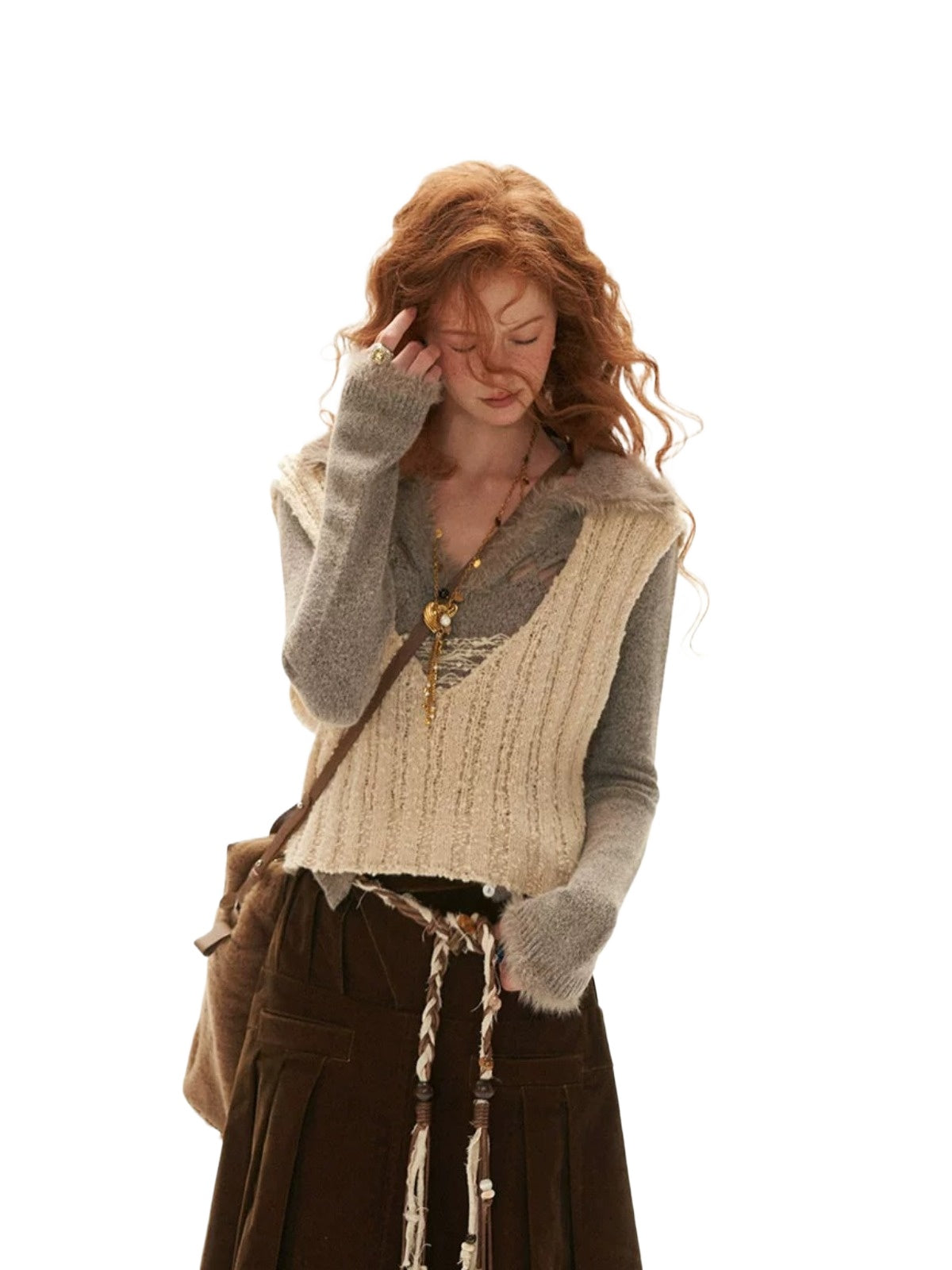 Textured Boucle U-Neck Knit Vest
