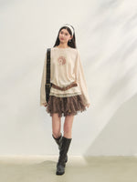 High-Waist Lace Tie Puff Skirt