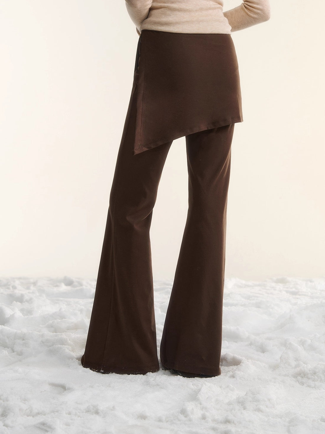 Mock Two-Piece Knit Flare Pants