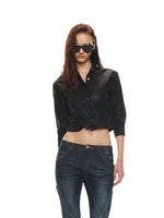 Coated Cutout Short Shirt
