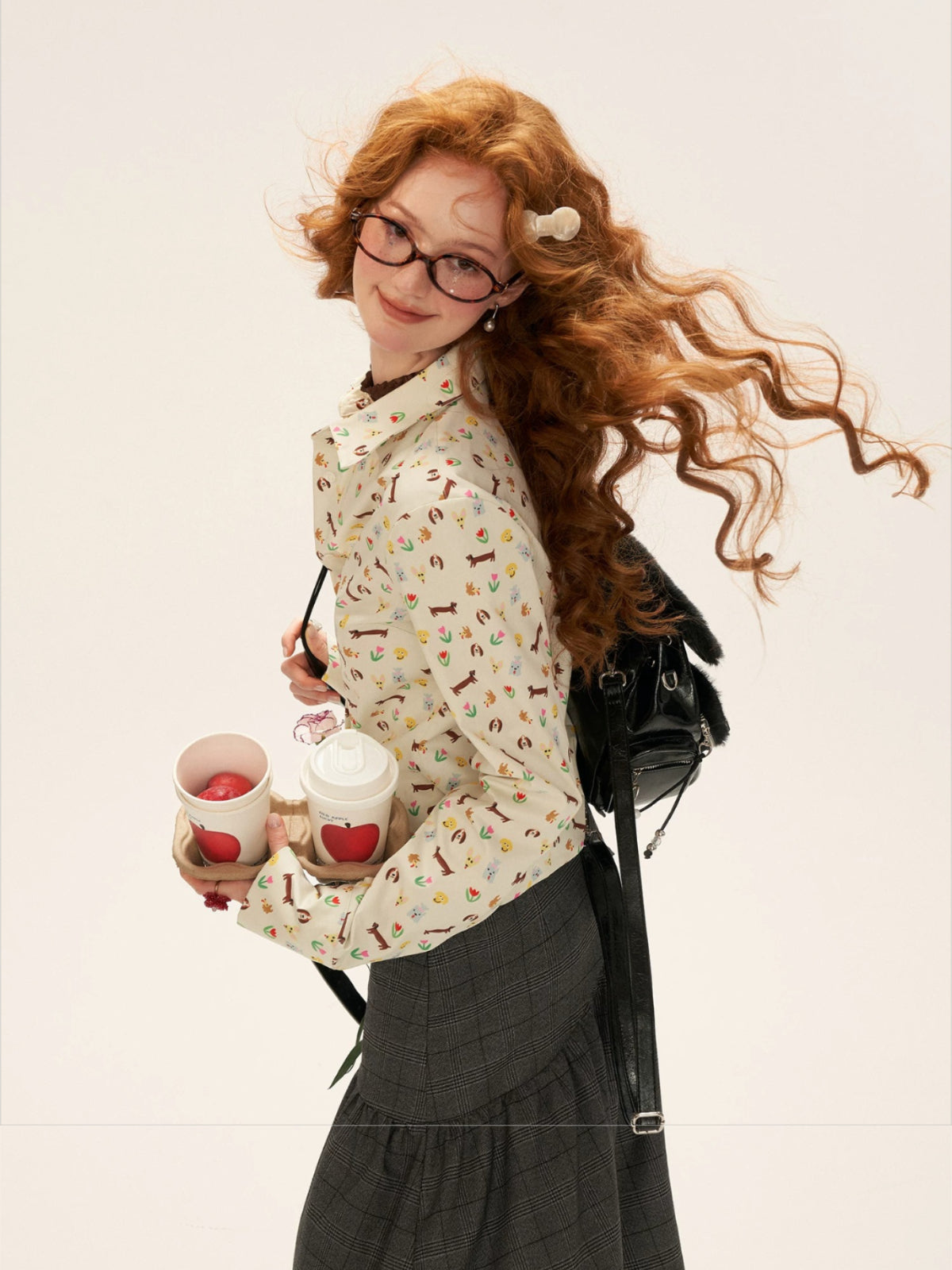 Playful Dog Print Fitted Shirt