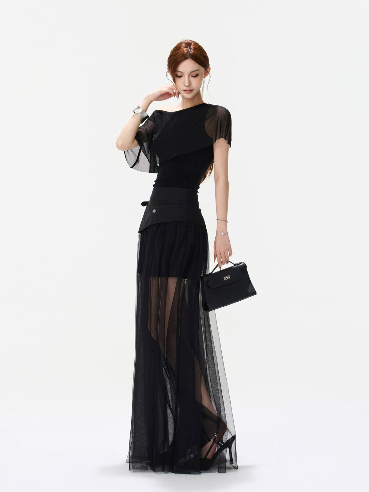 Sheer Tulle Maxi Skirt