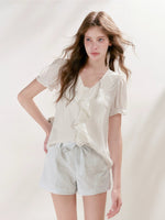 Lace Ruffle V-Neck Top