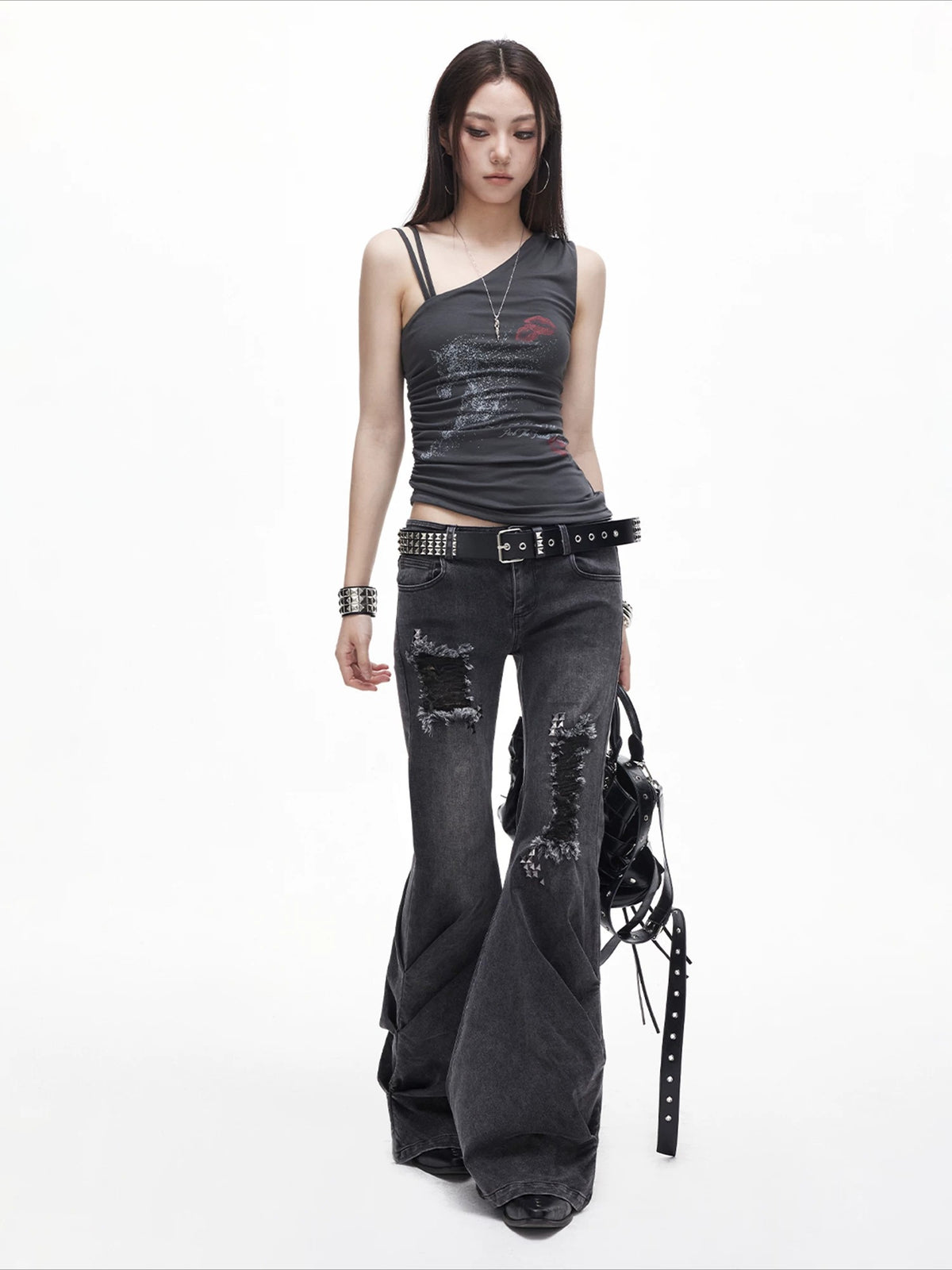 Distressed Asymmetric Tank Top