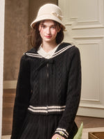 Memo Wool Cloud Knit Cardigan & Pleated Skirt Set