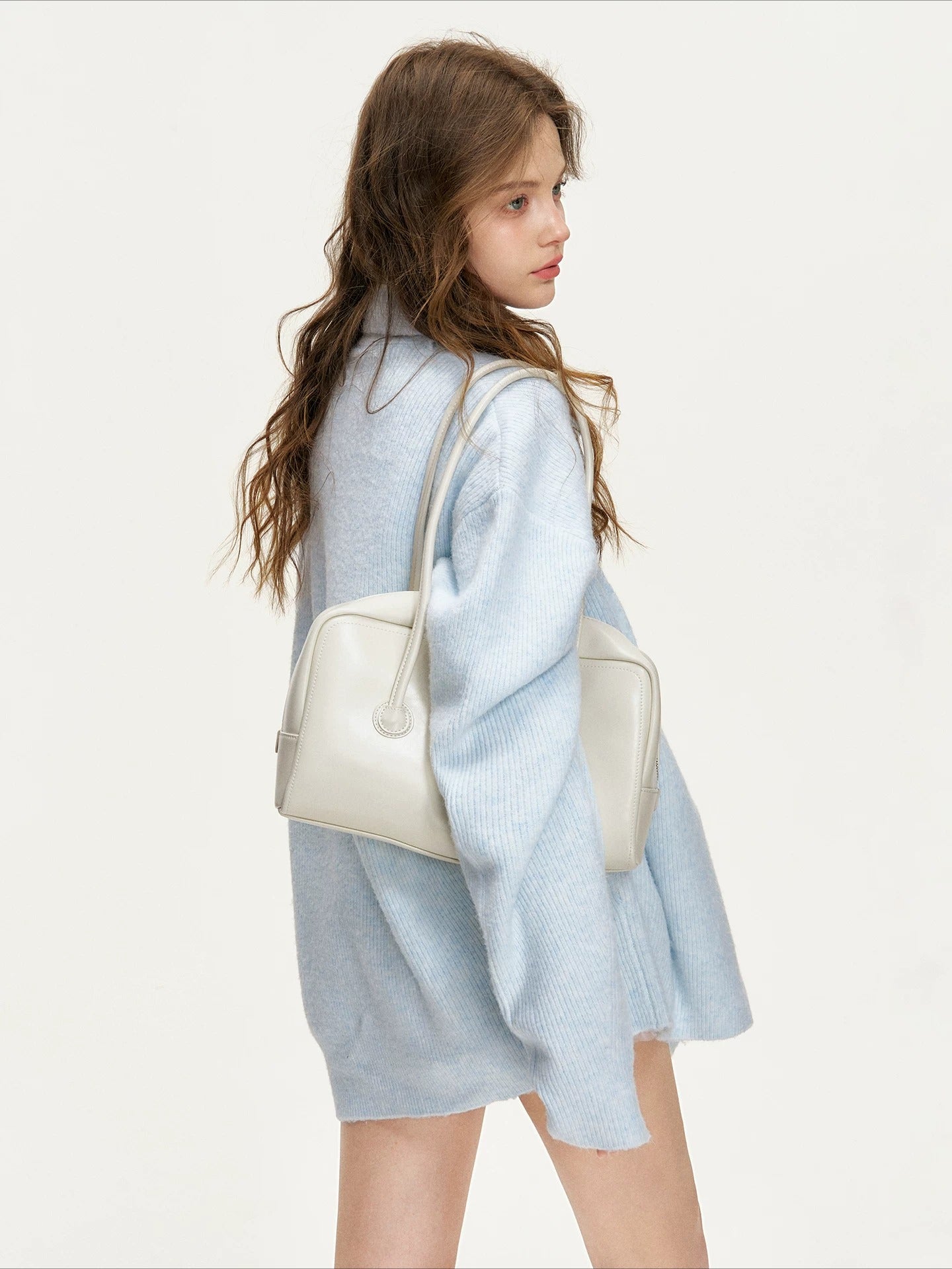 Mock-Layer Scarf Collar Chunky Cardigan