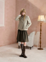 Tie Waist A-Line Puffed Skirt