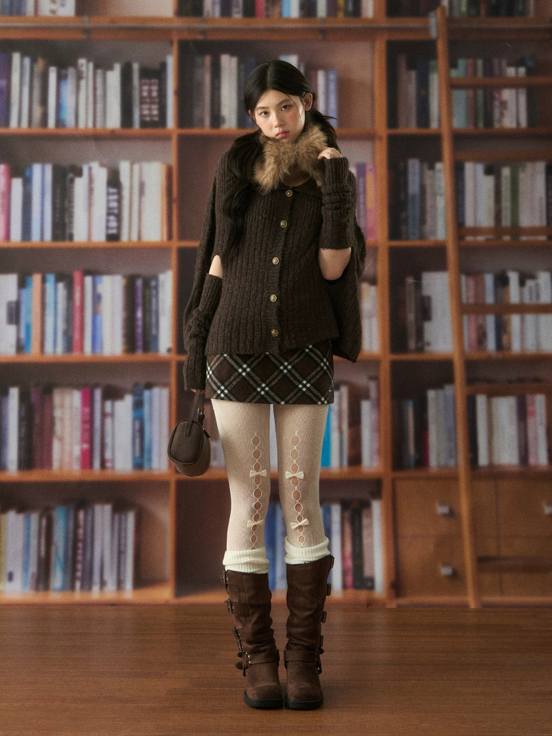 Retro Fur Collar Cape Cardigan
