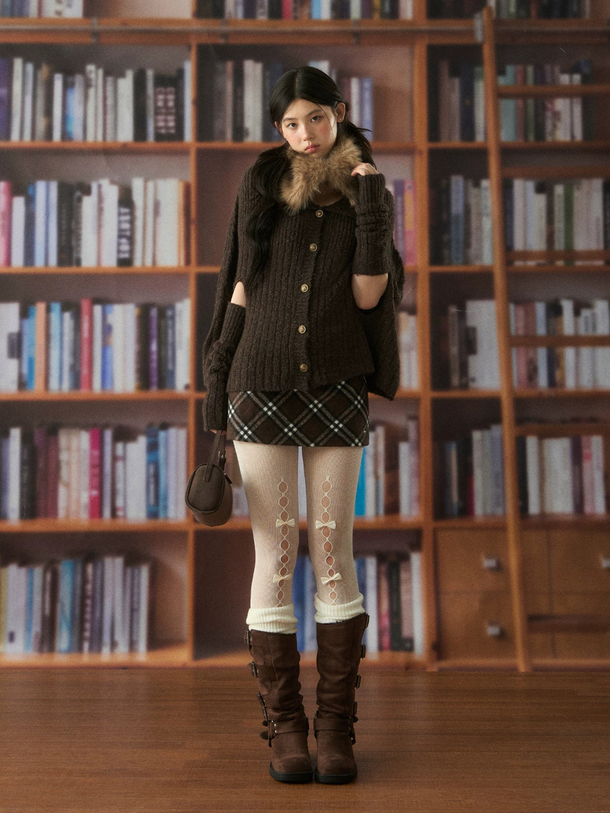 Retro Fur Collar Cape Cardigan