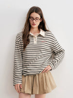 Retro Striped Relaxed Polo Top