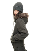 Hooded Cropped Fur Trim Jacket
