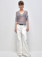 White Cotton Low Waist Wide Leg Jeans