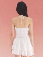 White Ruffle Halter Dress