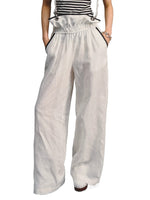 White Linen Chain-Strap Pants