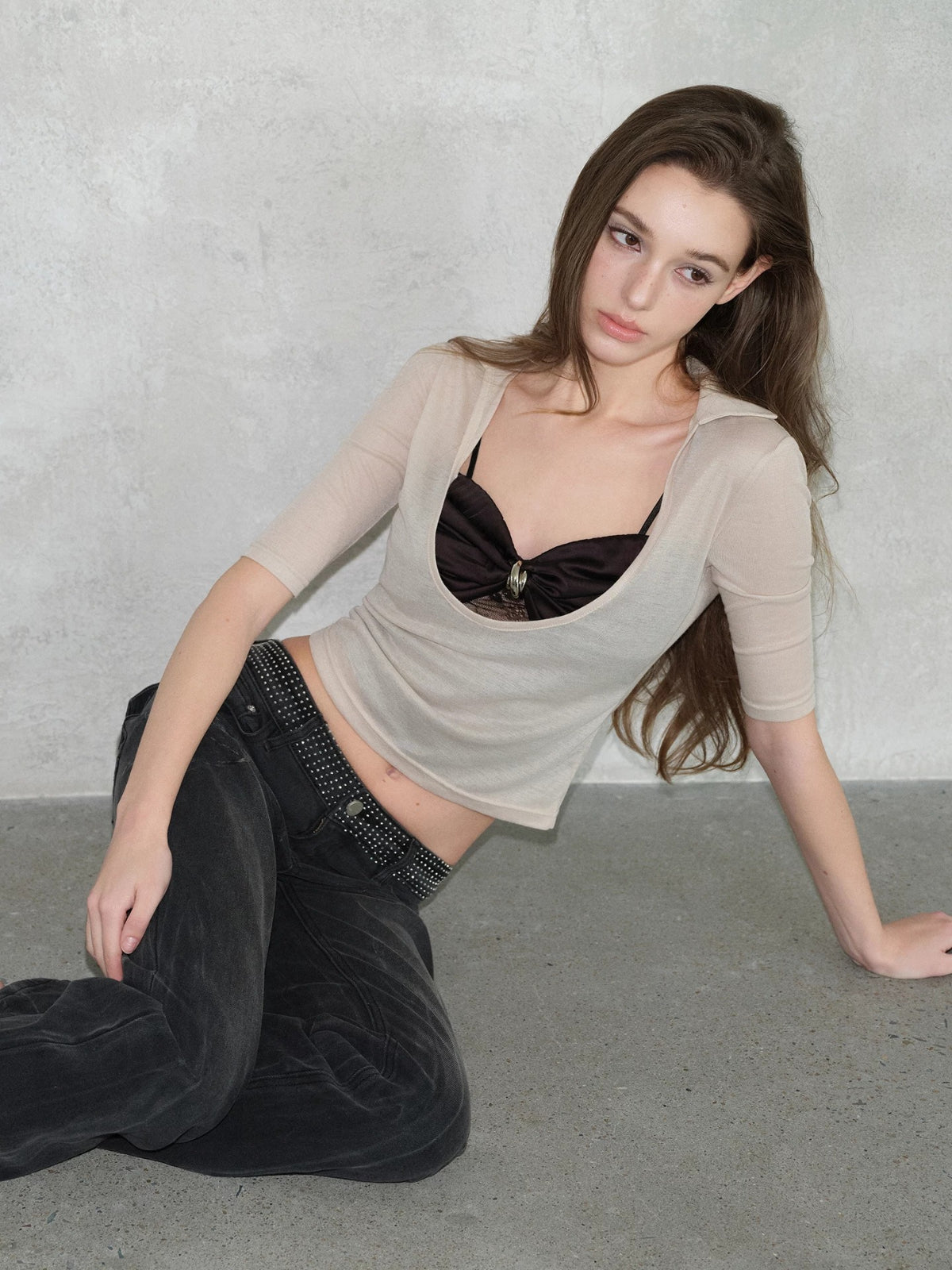 U-Neck Contrast Top