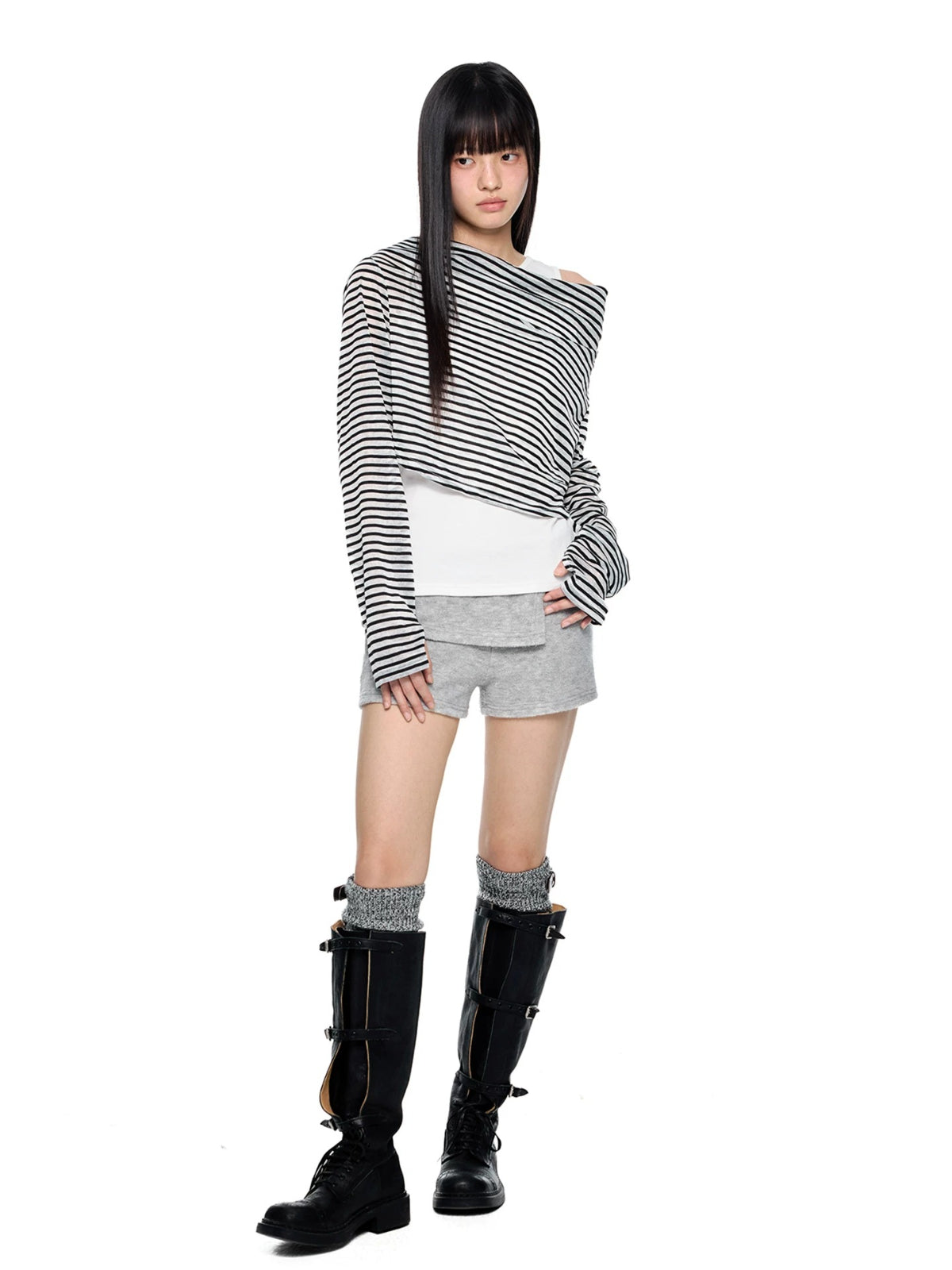Asymmetric Striped Layering Top