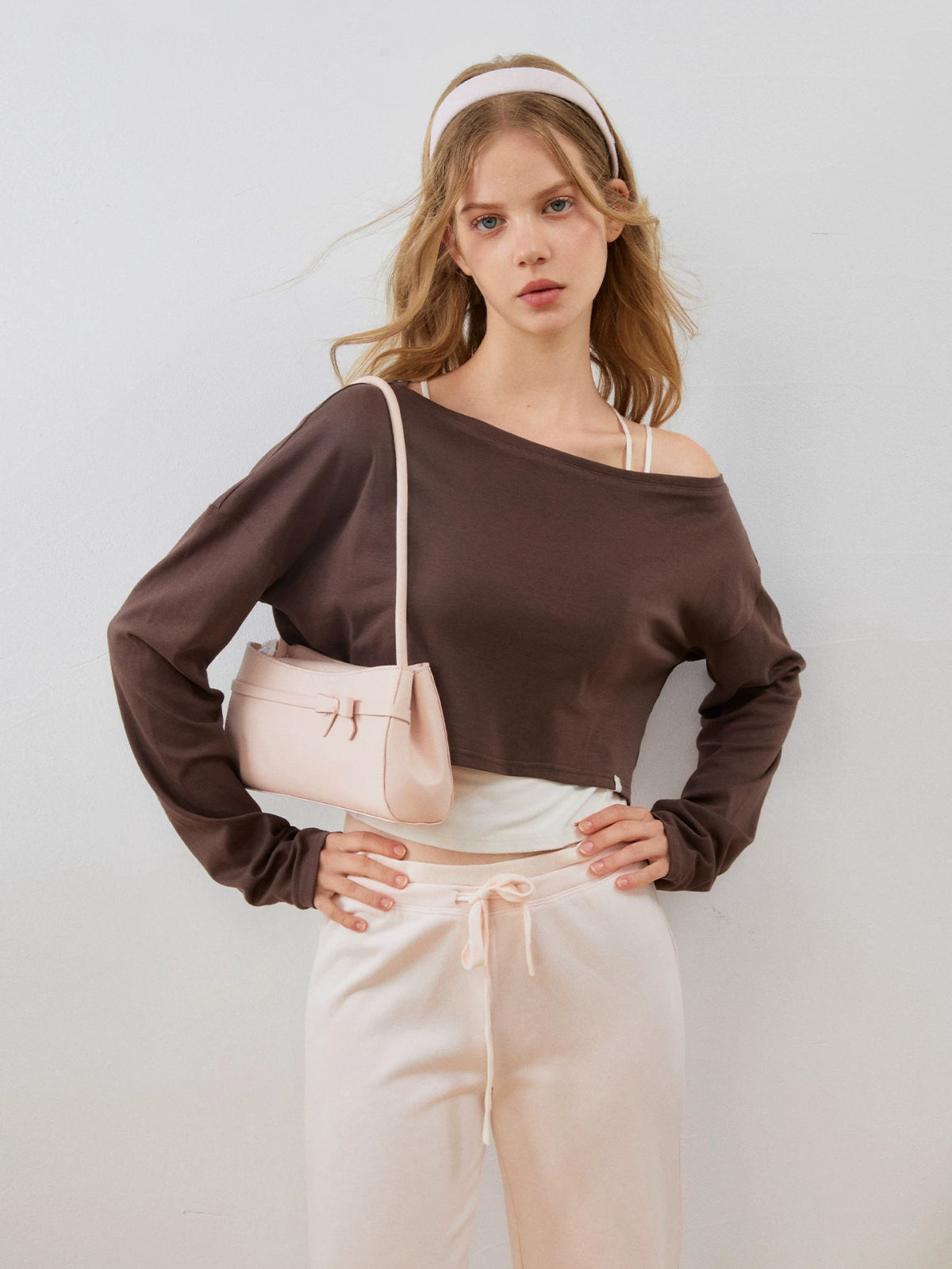 Off-Shoulder Cropped Sweatshirt Set