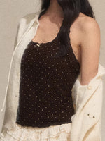 Lace Polka Dot Halter Camisole Top