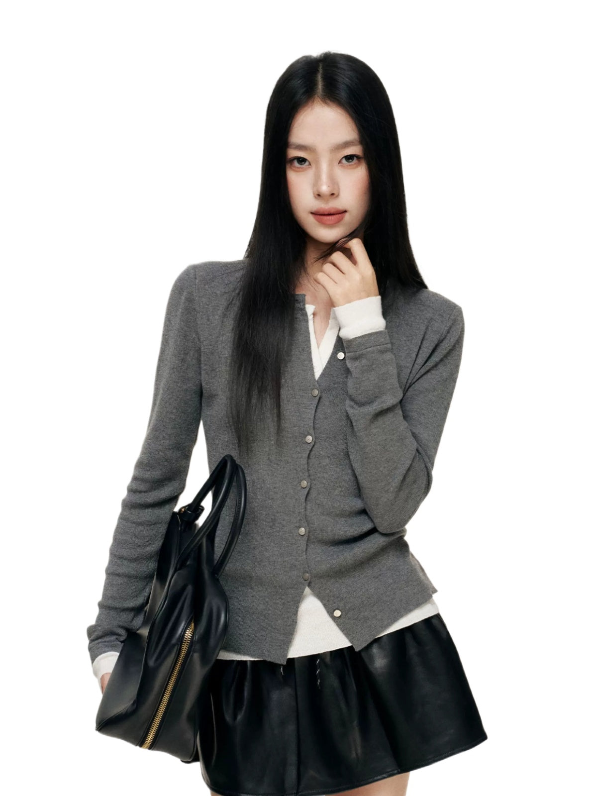 Contrast Layered Fitted Knit Top