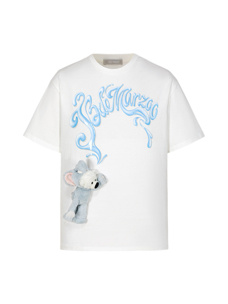 Elephant Bear Print Logo Cotton T-shirt