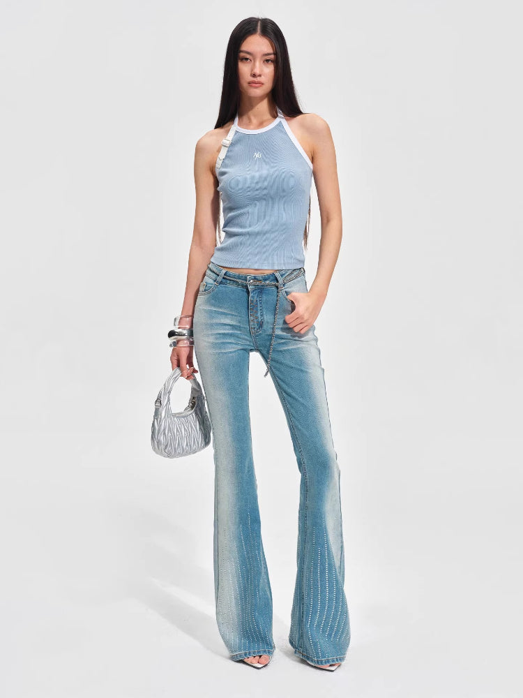 Mid-Rise Stretch Flared Jeans