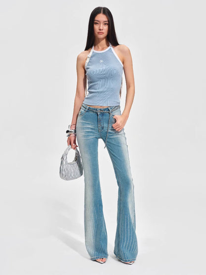 Mid-Rise Stretch Flared Jeans