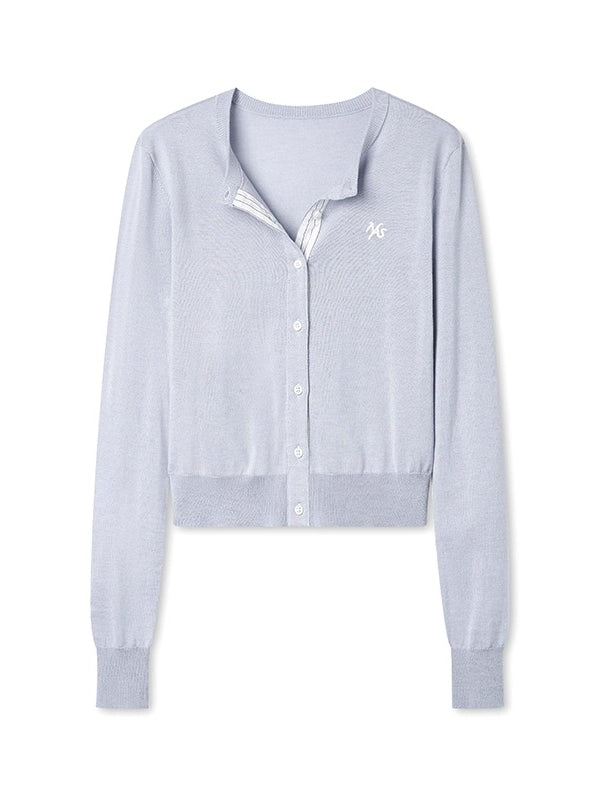 Light Blue &amp; Gray Midier Knit Cardigan