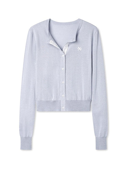 Light Blue &amp; Gray Midier Knit Cardigan