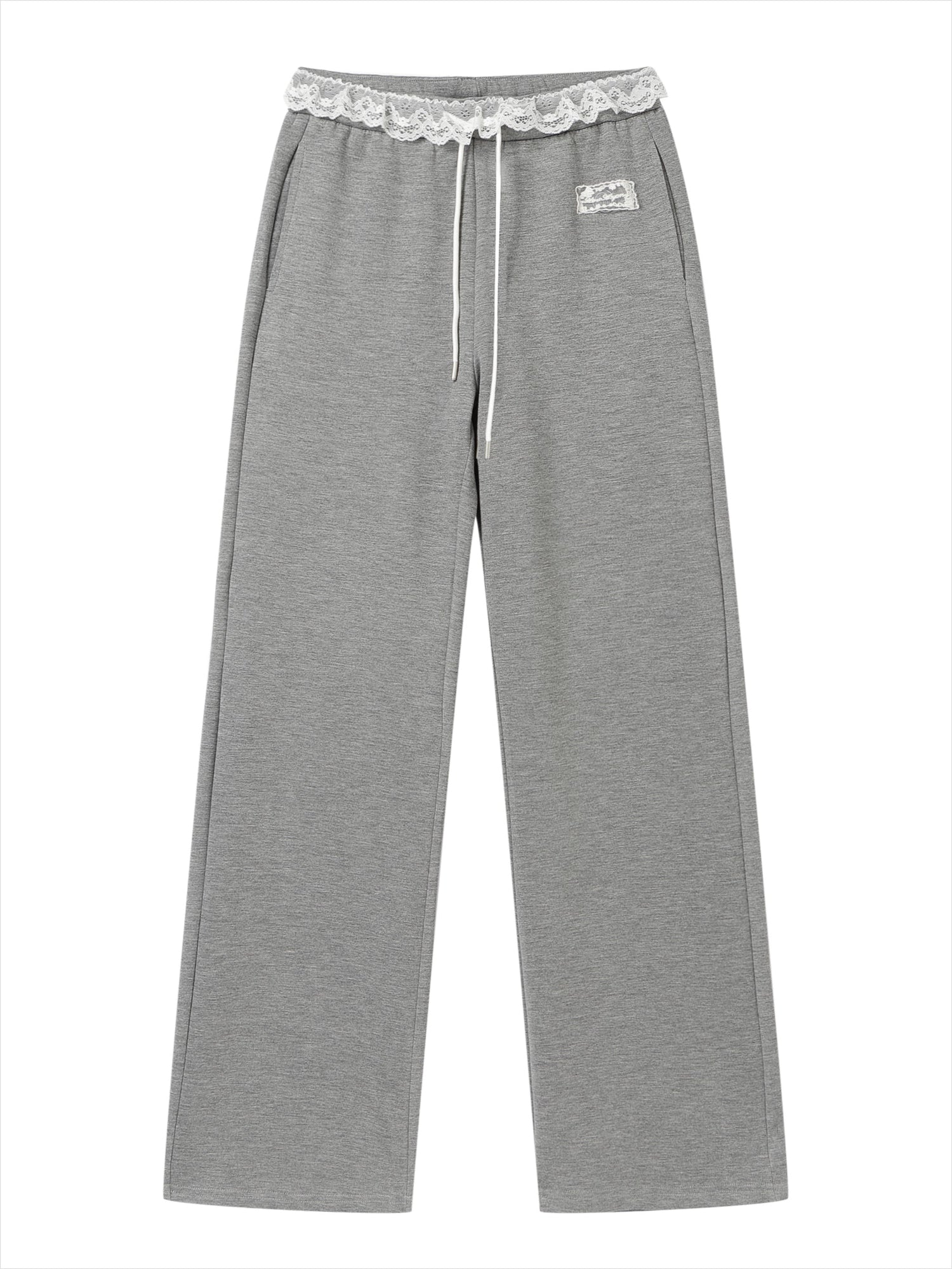 Lace Waist Wide-Leg Sweatpants