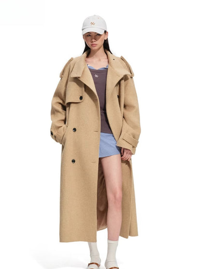 Silk Wool Blend Trench Coat