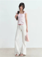 Pink Square Neck Blouse