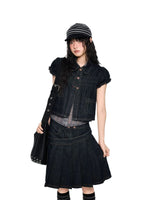 Puff Sleeve Denim Set