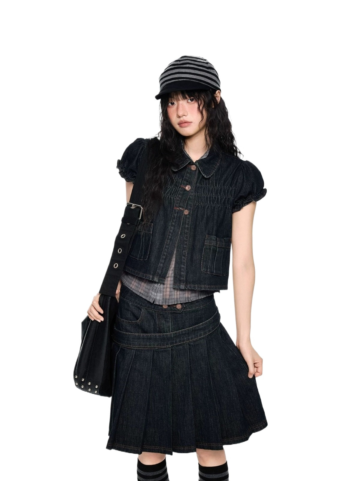 Puff Sleeve Denim Set